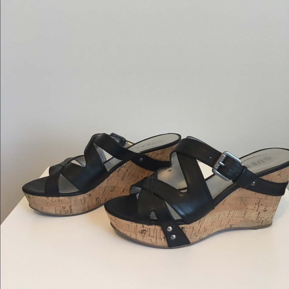 Guess black wedges